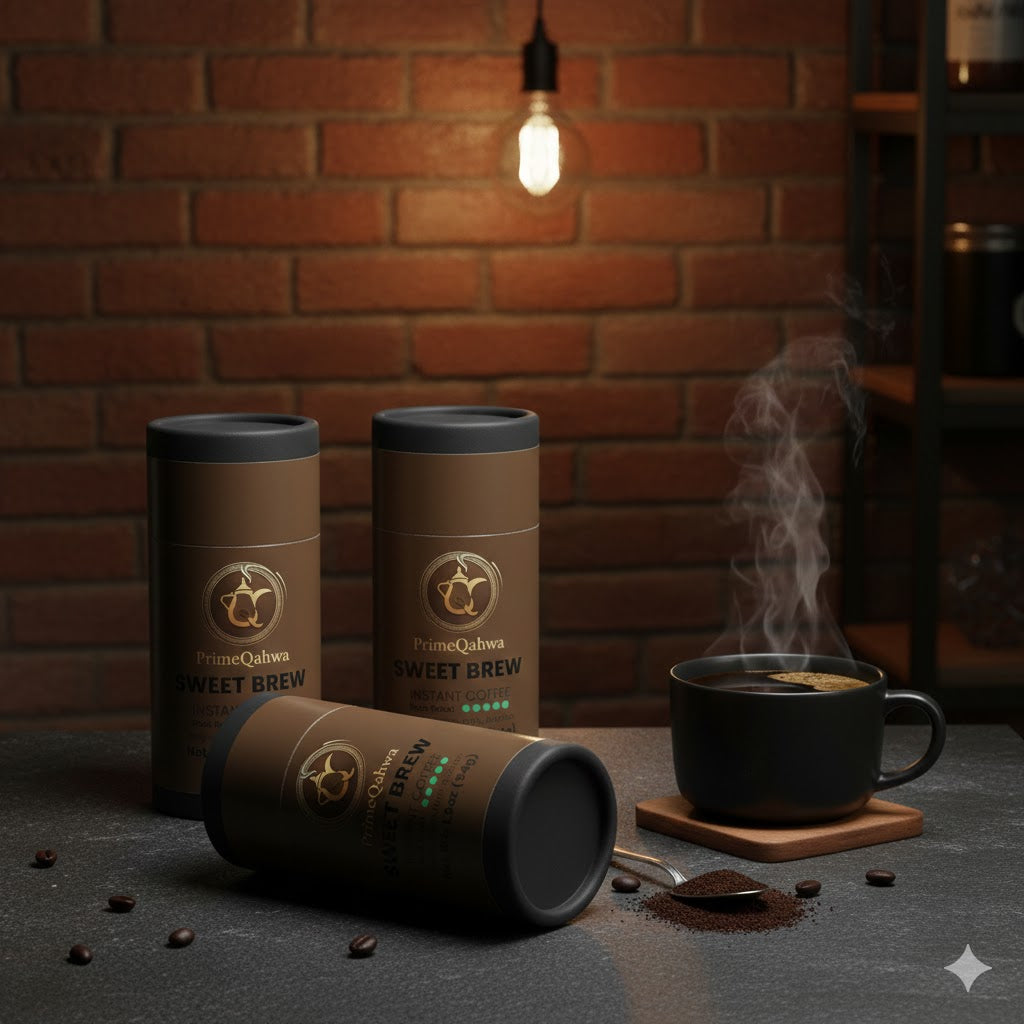 PrimeQahwa Sweet Brew Instant Coffee (Dark Roast)