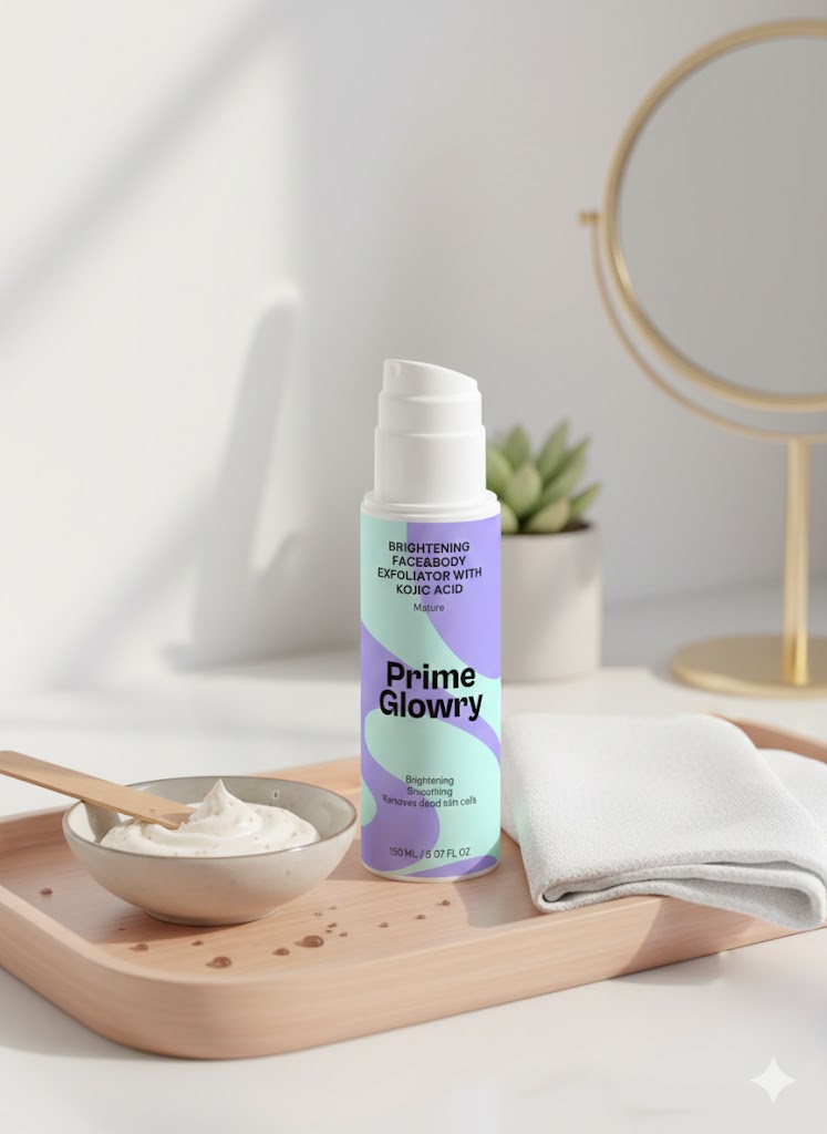 PrimeGlowy Brightening Face&Body Exfoliator with Kojic Acid
