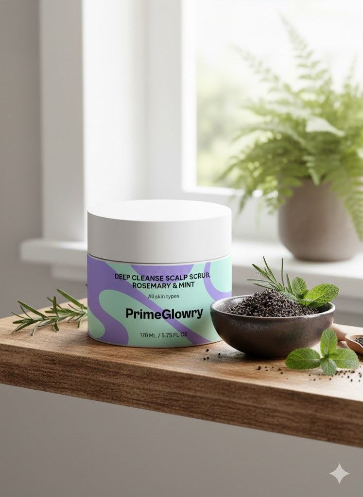 PrimeGlowry Deep Cleanse Scalp Scrub, Rosemary & Mint