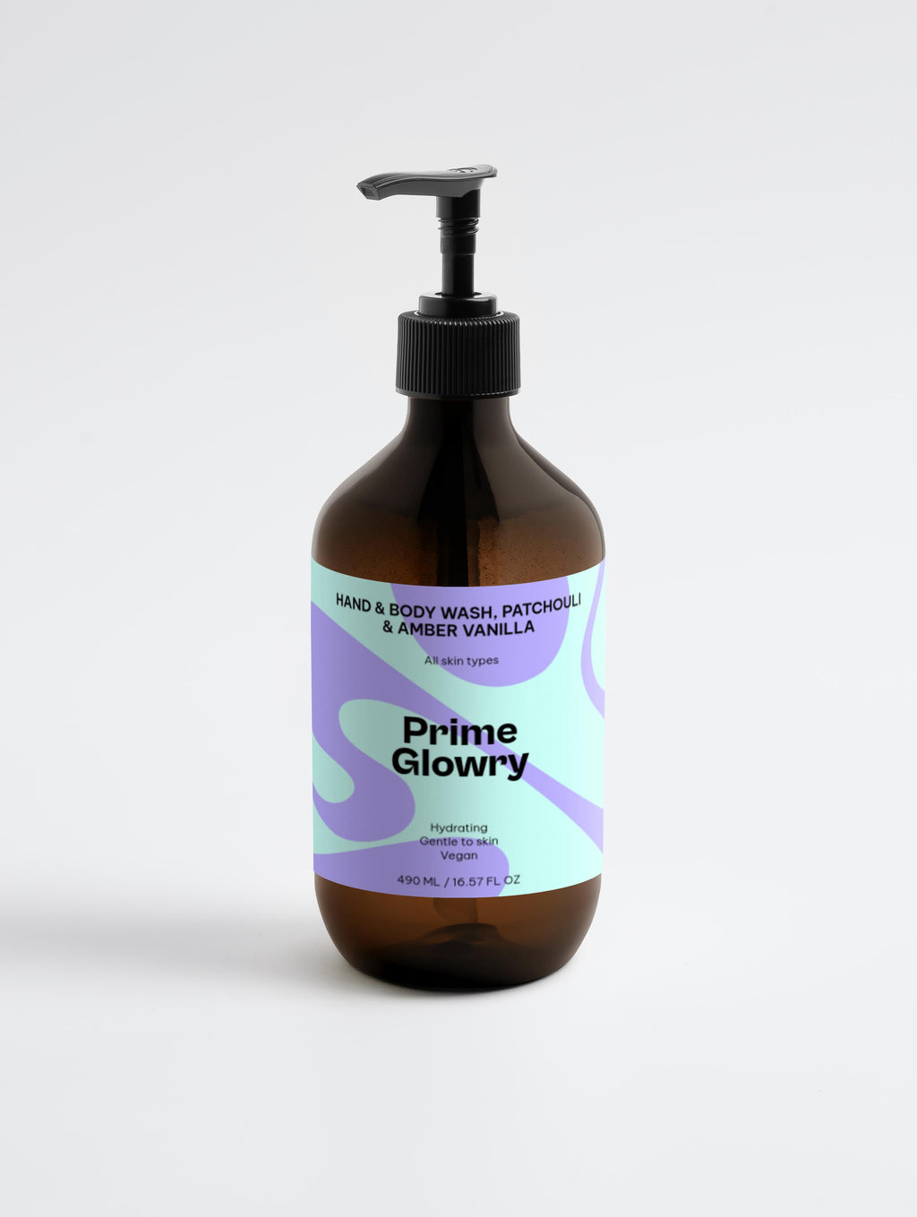 PrimeGlowry Hand & Body Wash, Patchouli & Amber Vanilla