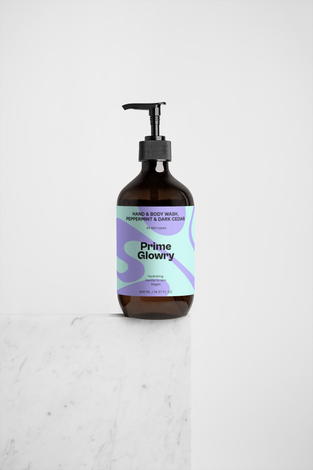 PrimeGlowry Hand & Body Wash, Peppermint & Dark Cedar